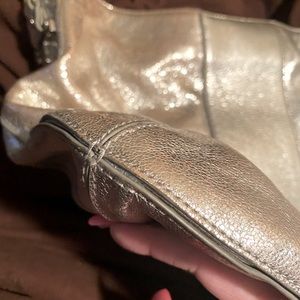 Tory Burch Metallic Silver Leather Purse